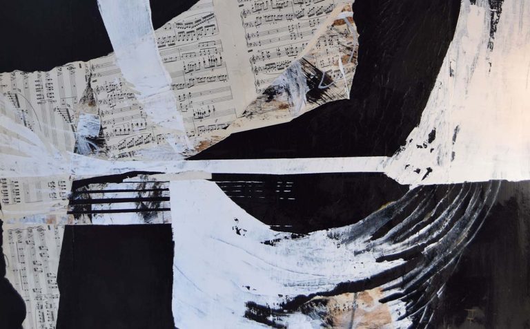 France Tetreault is obsessed by music. Her exhibition is three huge canvasses which document her reactions to three pieces of music from Paris 1920's. Enjoy in JAM on the Marsh, an exciting multi-arts festival.